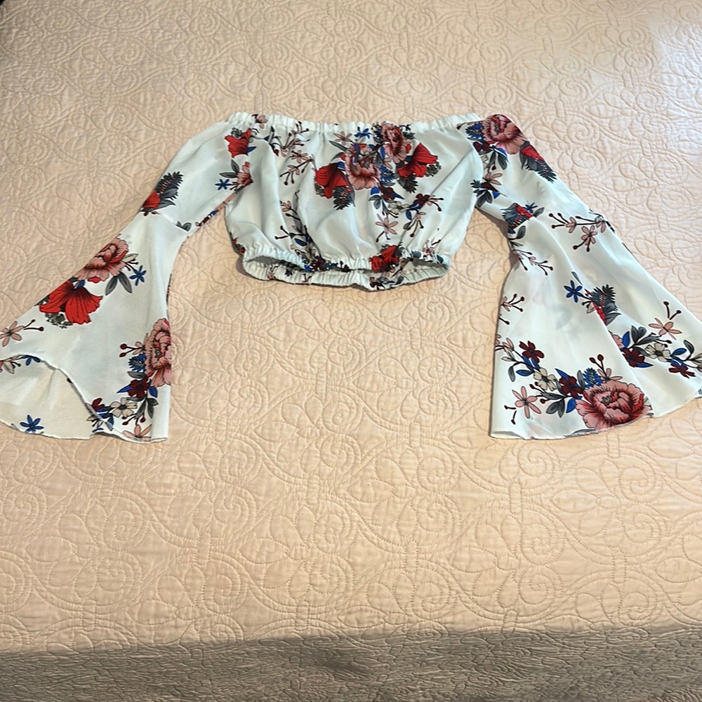 Flare long sleeve crop top